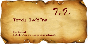Tordy Ivána névjegykártya